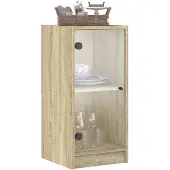 vidaXL Bijzetkast met glazen deuren 35x37x75,5 cm sonoma eikenkleurig