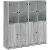 vidaXL Boekenkast met deuren 136x37x142 cm hout grijs sonoma eiken