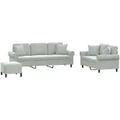vidaXL 3-delige Loungeset met kussens fluweel lichtgrijs