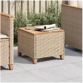vidaXL Tuintafel 45x45x37 cm poly rattan en acaciahout beige