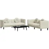 vidaXL 2-delige Loungeset met kussens fluweel crèmekleurig