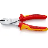 Knipex Kracht-Zijsnijtang | 180 mm Lengte | Geïsoleerd | Meer-Componentengrepen | VDE-Getest | Verchroomd - 74 06 180 SB