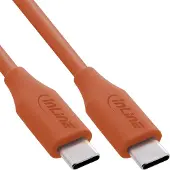 InLine USB 2.0-kabel, USB-C-snelladingskabel 100 W, Papaya/oranje 0,5m