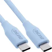 InLine USB 2.0-kabel, USB-C-snelladingskabel 100 W, ijsbonbon/blauw 1m
