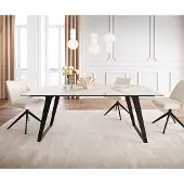 DELIFE Eetkamertafel Edge 200x100 keramiek Calacatta Luxe wit-goud-grijs metaal schuin zwart