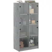 vidaXL Hoge kast met deuren 68x37x142 cm bewerkt hout grijs sonoma