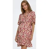 ONLY Maternity Blousejurk 'OLMAntonia' oranje / rood / donkerrood / offwhite
