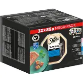 Sheba Classics Pate Weißfisch, Kabeljau, Lachs und Thunfisch 32x85g