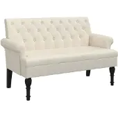 vidaXL Bankje met rugleuning 120x62x75,5 cm linnen