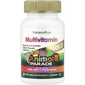 Natures Plus , Animal Parade Gold, Kinderen's Chewebaar Supplement, Kers, Druif & Orange, 60 Dierlijke Vormen Tabletten