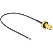 DeLOCK MHF 4L LK (v) - RP-SMA (v) kabel met afdichtring - Micro Coax (1,37 mm) - 50 Ohm / zwart - 0,20 meter