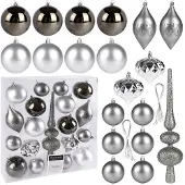 B2X Onbreekbare zilveren kerstballen, 19 stuks.