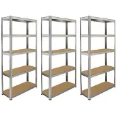 Monster Racking Monster rekken 6 zilveren rekken eenheden 5 Tier garage opslag magazijn rekken 90 x 30 x 180cm