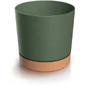 Prosperplast Ronde groene bloempot van Tubo met schotel, 12,8 cm