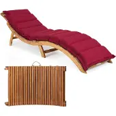 Casaria Ligbed Acaciahout FSC-gecertificeerd incl kussen Rood