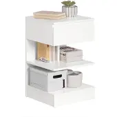 SoBuy Bijzettafel Wit 39x65x39cm met Lade