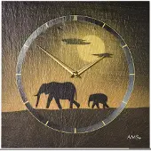 AMS W9523 wandklok met natuurlijke schifer en airbrush-design