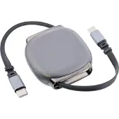 InLine USB-C kabel in etui, intrekbaar, 100W, 0,80m, zwart/grijs