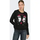 ONLY Trui 'ONLXMAS SHINE' donkerrood / zwart / wit