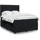 vidaXL Boxspring met matras fluweel zwart 160x200 cm