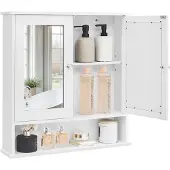 Vasagle Spiegelkast - 56 x 58 x 13 cm - Wit - Badkamerkast - Badkamermeubel