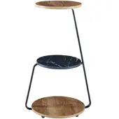 En.casa Bijzettafel Sipoo 74x46x37cm walnootkleurig en marmer zwart