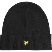 Lyle & Scott gebreide muts met logo - zwart Jongens Viscose Effen