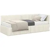 vidaXL Hoekbedframe met Matras met hoofdeinde 2 st Crème Fluweel