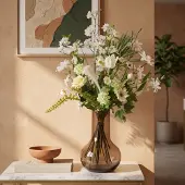 Maxifleur Kunstplanten Handgebonden Kunstboeket Harmony Berlin - Wit/Groen 85cm