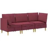 vidaXL Modulaire bankset met opslag 3 st Wijnrood Stof