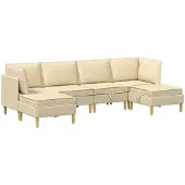 vidaXL Modulaire bankset met opslag 6 st Crèmekleurig Stof