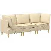 vidaXL Modulaire Sofa Set met Opslag 3 st Crèmekleurig Stof