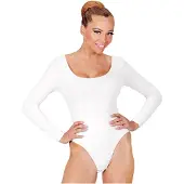 Widmann - Dans & Entertainment Kostuum - Unicolor Body Volwassen Met Knoopsluiting, Wit - Wit / Beige - XL - Carnavalskleding - Verkleedkleding