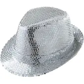 Widmann Glitter gleufhoed zilver pailletten