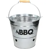ECD-Germany BBQ-emmer met Grillrooster en Draaggreep via Bovenkant 25 cm Zink