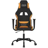 vidaXL Massage gamestoel stof zwart en oranje