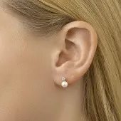 Selected Jewels Sparkle14 Oorknoppen Parel En Zirkonia - Goud