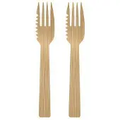 Papstar 50 Taartvorkjes, bamboe pure 14,5 cm met snijrand