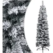 vidaXL Kunstkerstboom met sneeuw smal 120 cm PVC groen