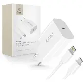 Tech-Protect NC20W netwerklader met 1 poort, PD20W + Lightning-kabel, wit