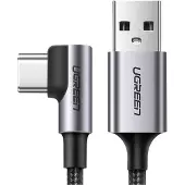 UGREEN USB-A naar USB-C Kabel 3m Grijs - Hoekstekker, Gevlochten