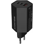 Canyon Charger HEXAGON 65, GaN, 65W, 2xPD, 1xQC, EU, zwart