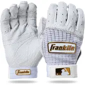 Franklin Sports MLB Honkbal Slaghandschoenen - Pro Classic Slaghandschoenen - Volwassenen + Jeugd - Wit + Goud - Volwassenen Ex