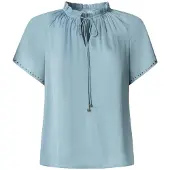 Pepe Jeans Pepe Jeansvoor vrouwen. PL3051273 Blouse Lux blauw (XS), Casual, Polyester, Korte mouwen