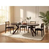 Vente-unique Tafelset KOMONI + 4 stoelen CALENYA - Zwart