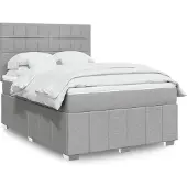 vidaXL Boxspring met matras stof lichtgrijs 160x200 cm