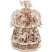 Gigamic 3D Houten Mobiele Maquette - - Carousel Klein model - 88 stukken - Zelf in elkaar te zetten - Beige