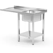 Hendi Spoeltafel met plank en ruimte voor onderbouwvaatwasser – rechts – 1200x700x850 mm – roestvast staal