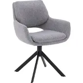 Goossens Eetkamerstoel Daisy grijs stof graden draaibaar met return functie met armleuning, modern design