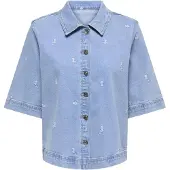 ONLY Blouse 'ONLBella' lichtblauw / wit